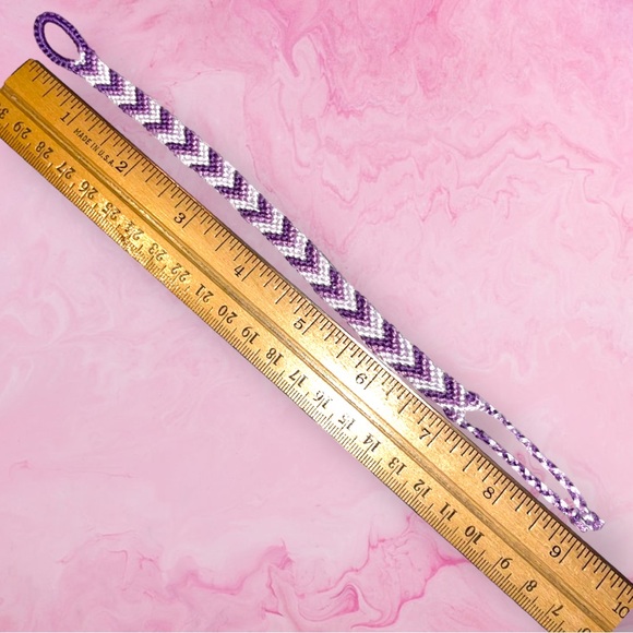 Purple Handmade Chevron Friendship Bracelet 90s Style Jewellery - Picture 4 of 4